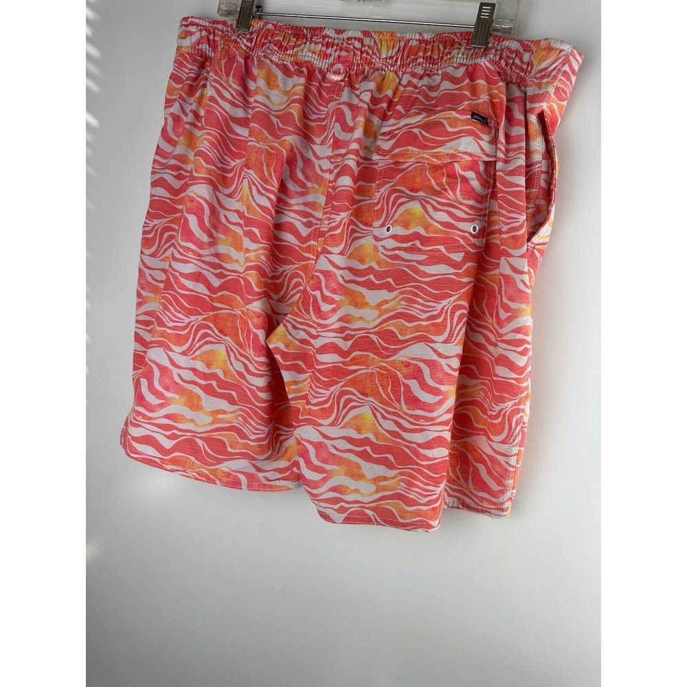 ✨2/$20 Johnnie-O Walpole Wave Print Half Elastic Swim Trunks Coral Reef Mens XXL - Picture 3 of 12